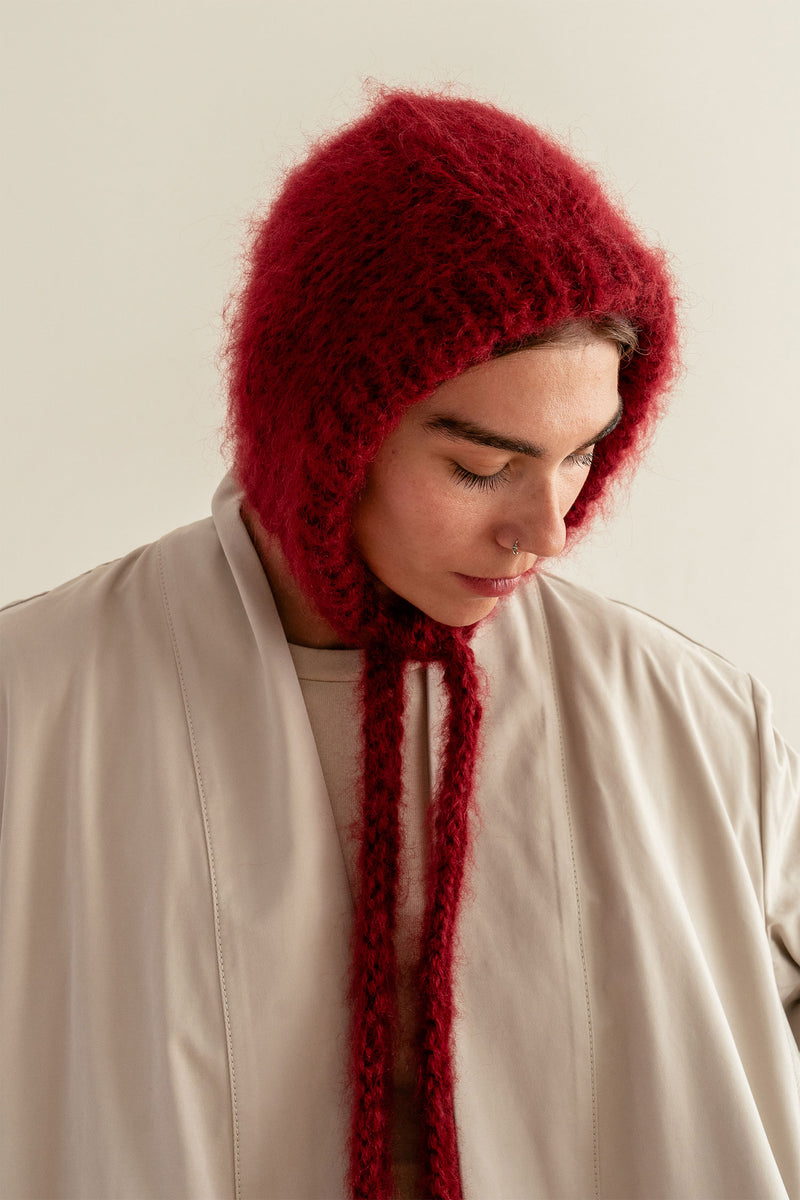 Brushed Mohair Bonnet in Berry – Plexida Knitwear