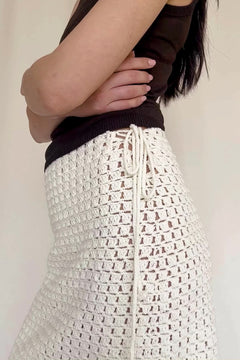 Video of the ossa crochet skirt in off white