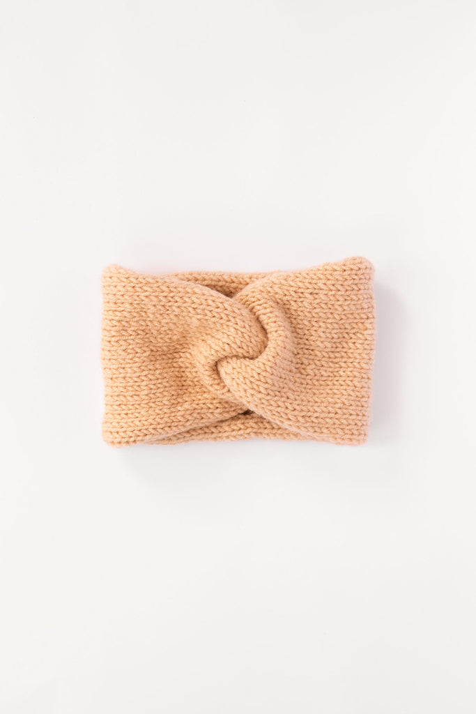Hand knit headband in dessert sand