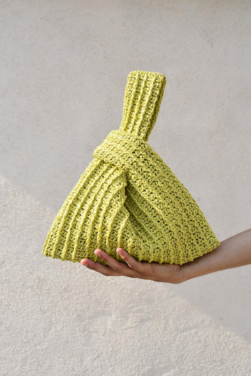 The Raffia Knot Bag in Lime