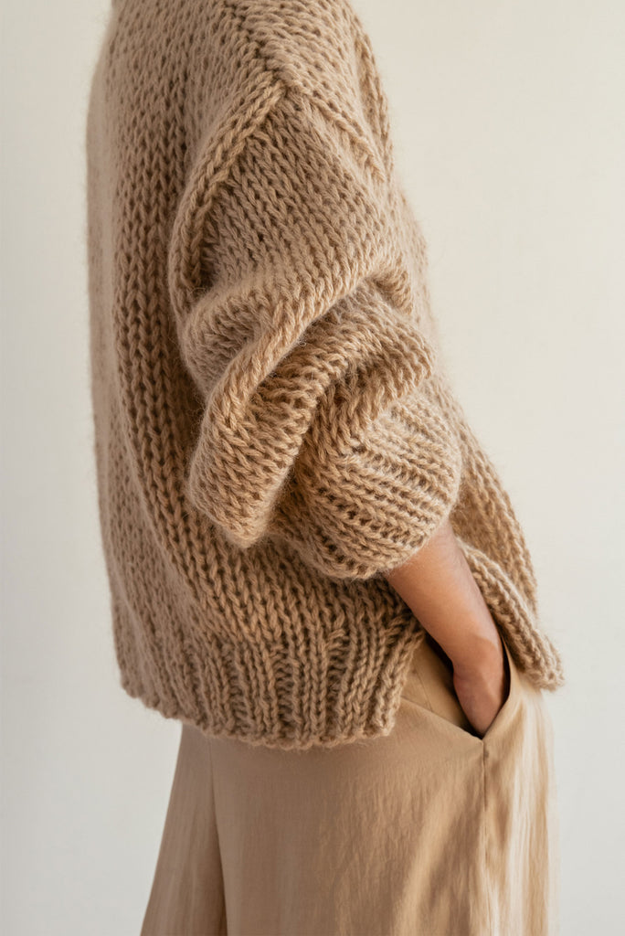 Beige chunky oversize mohair sweater