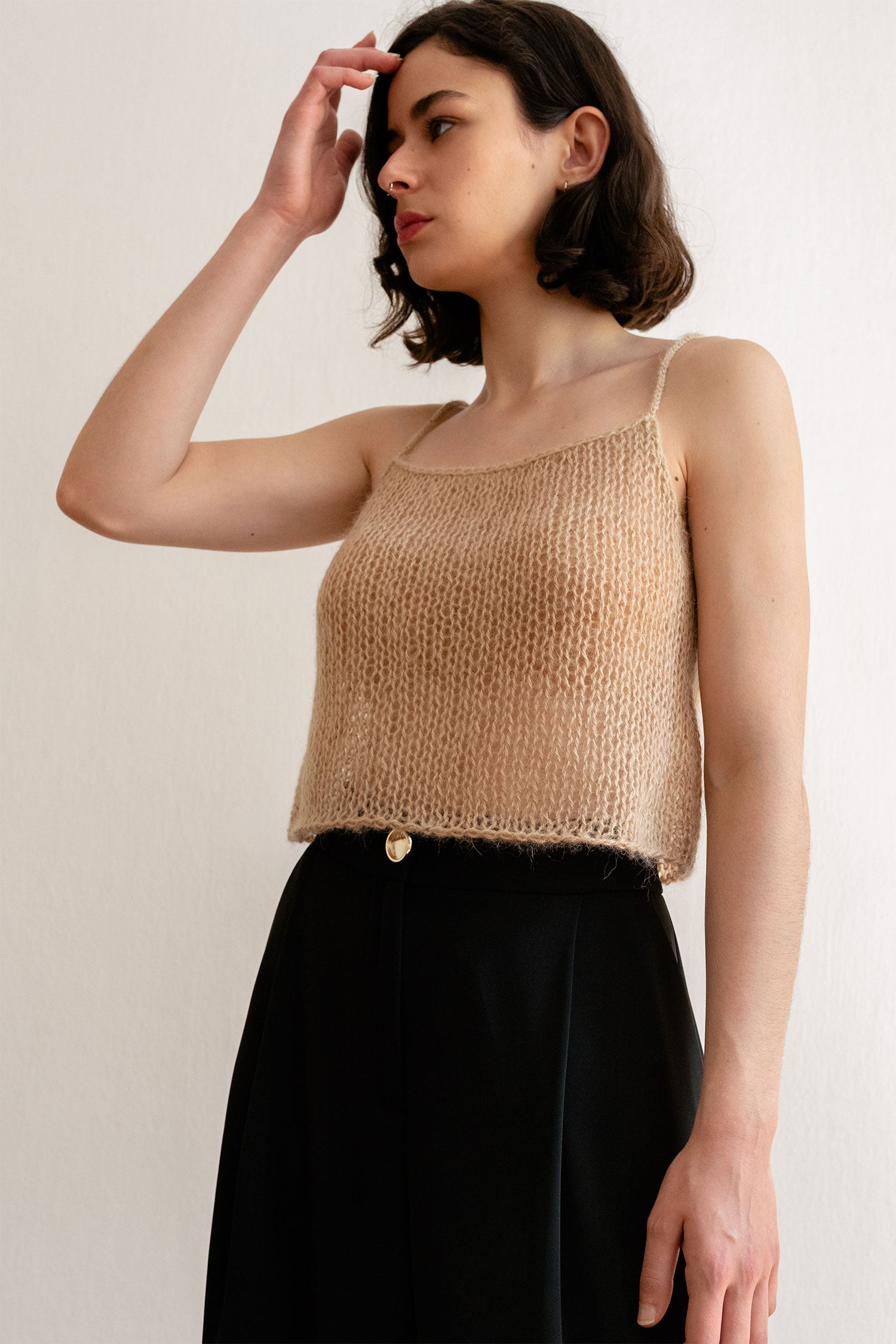 Mohair Wrap Vest in Cloud in Honey