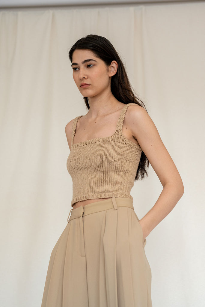 beige square neck cami