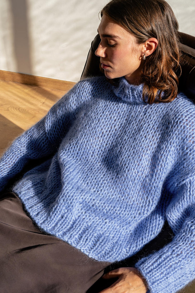 Blue boxy mohair sweater