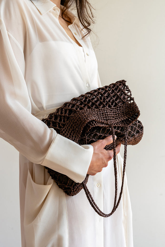 Brown handmade crochet bag