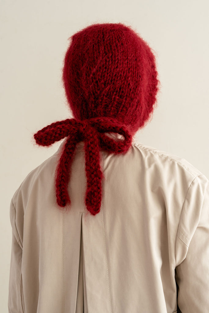 Burgundy mohair balaclava