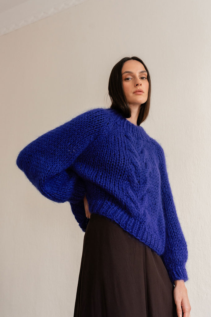 Cobalt blue chunky mohair sweater