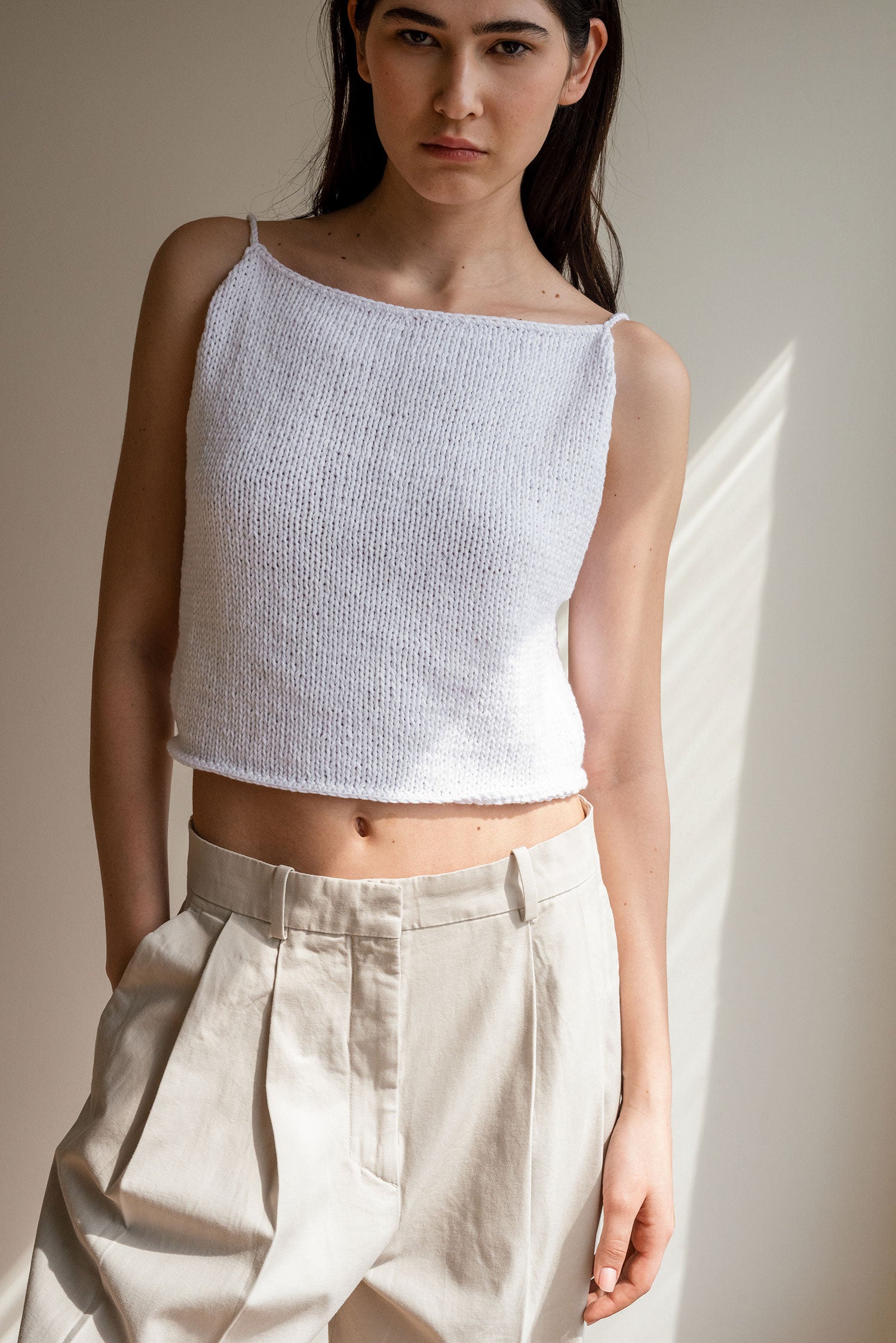 Sleek Knit Top in Bright White – Plexida Knitwear