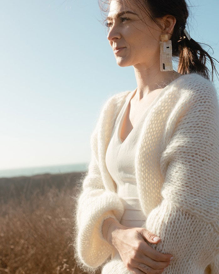 Mohair Bomber Cardigan in Cloud – Plexida Knitwear