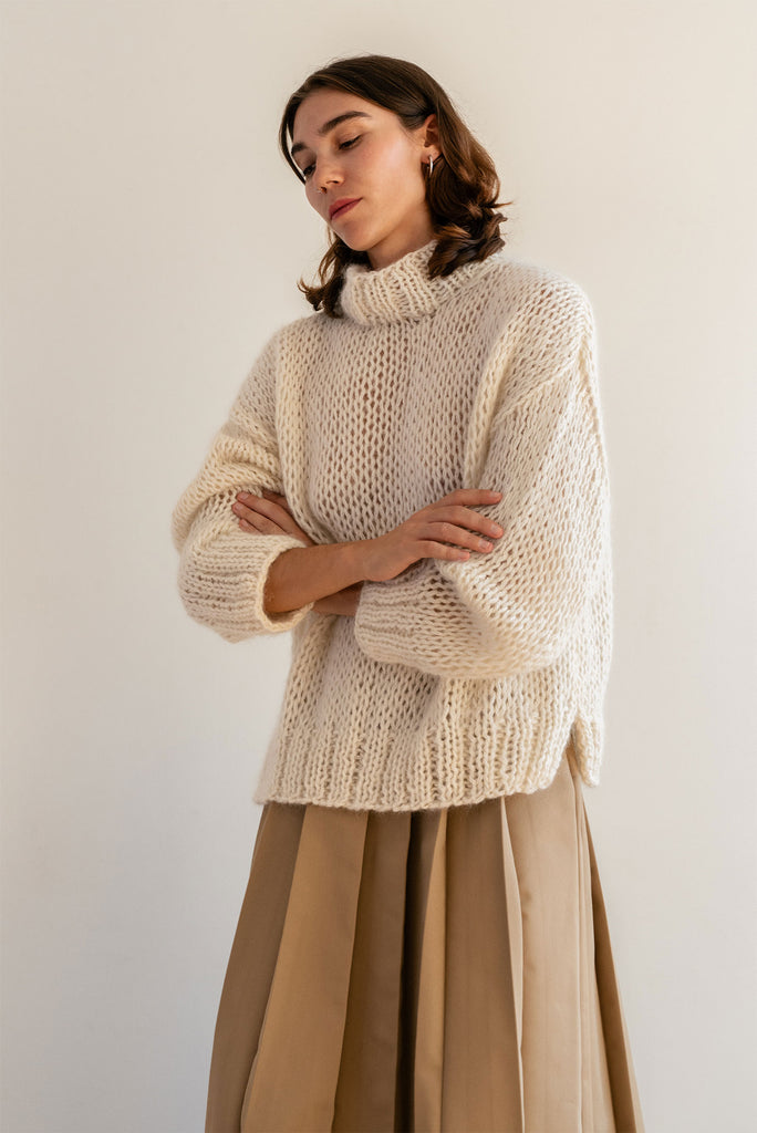 Cream oversize mohair pullover
