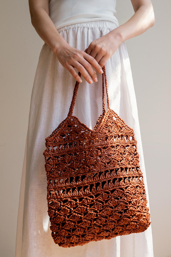 Crochet tote bag in rust