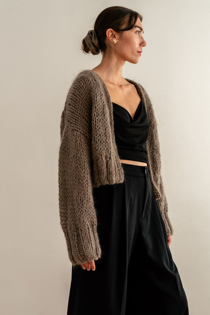 Cropped mohair cardigan