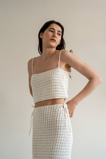 Delicate crochet top in off white