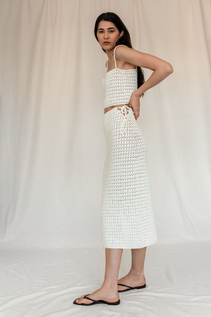 Ecru hand crocheted skirt