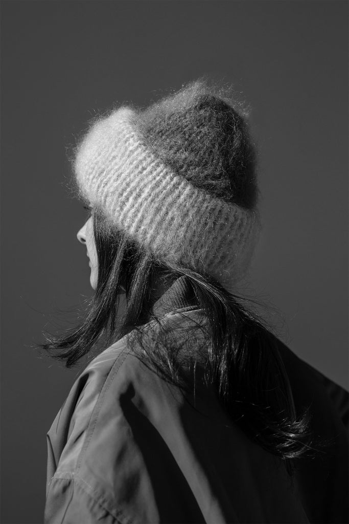 Hand knit chunky mohair beanie
