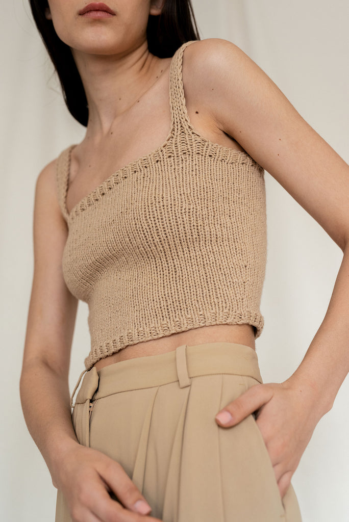 Hand knit square neck top