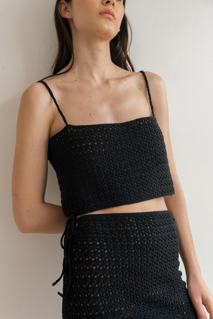 Handmade crochet top in black