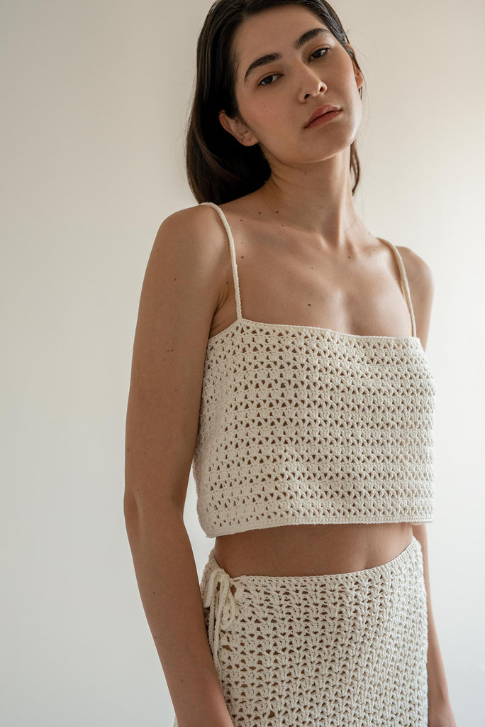 Ida crochet top in vanilla color