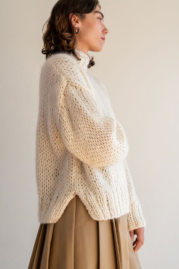 Ivory womens knit mohair sweater