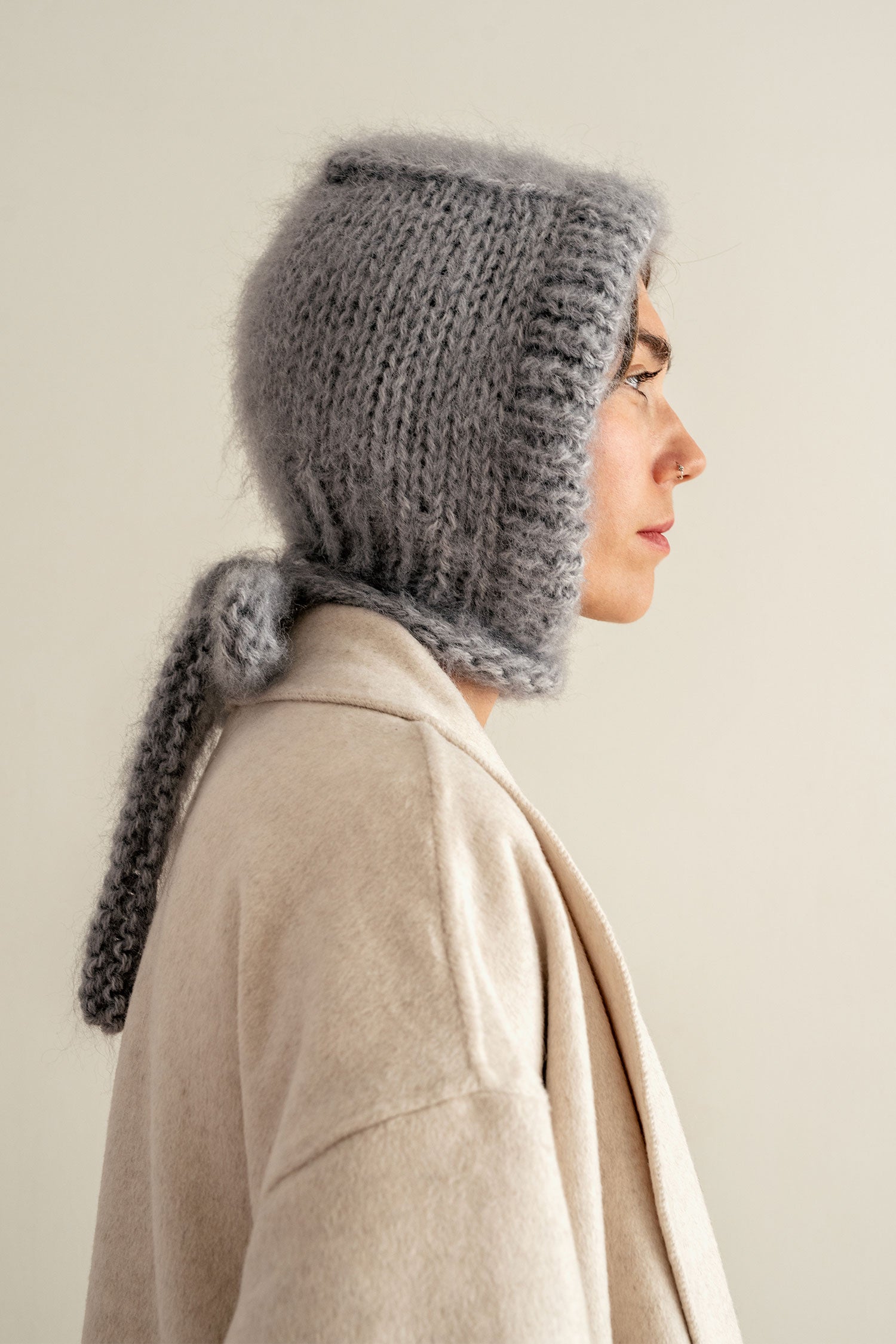 Brushed Mohair Bonnet in Storm – Plexida Knitwear display picture 2