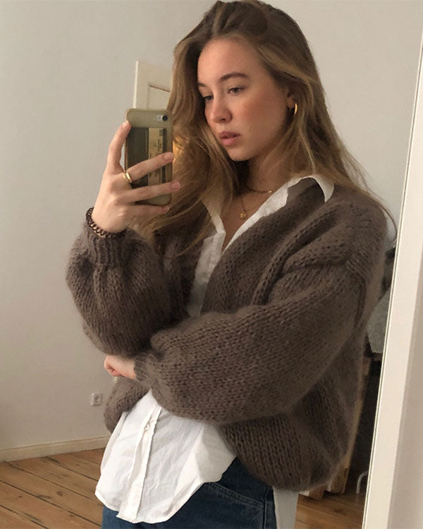 Mohair Bomber Cardigan in Cloud – Plexida Knitwear Mohair Bomber Cardigan in Cloud – Plexida Knitwear