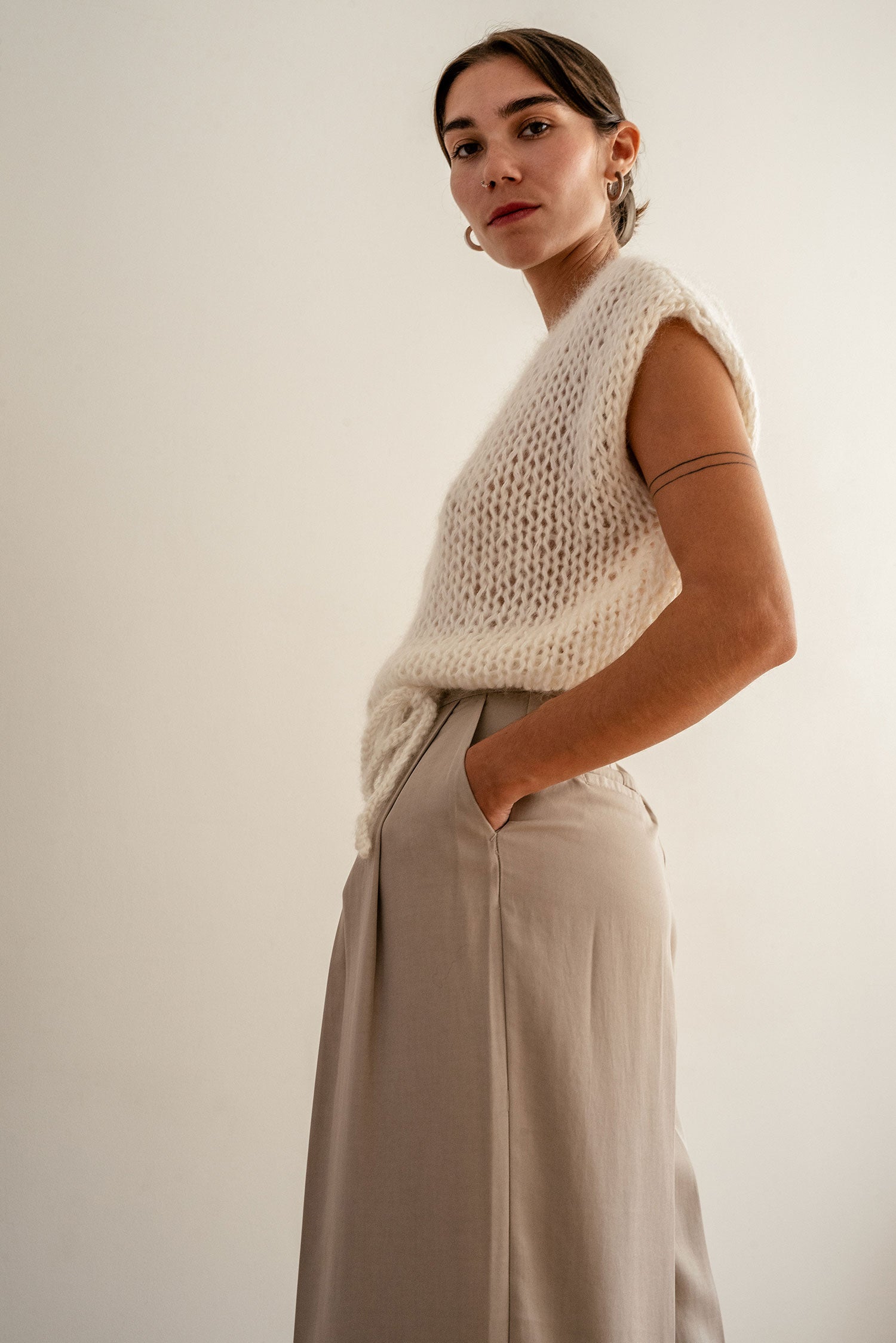 Mohair Wrap Vest in Cloud in Cloud – Plexida Knitwear