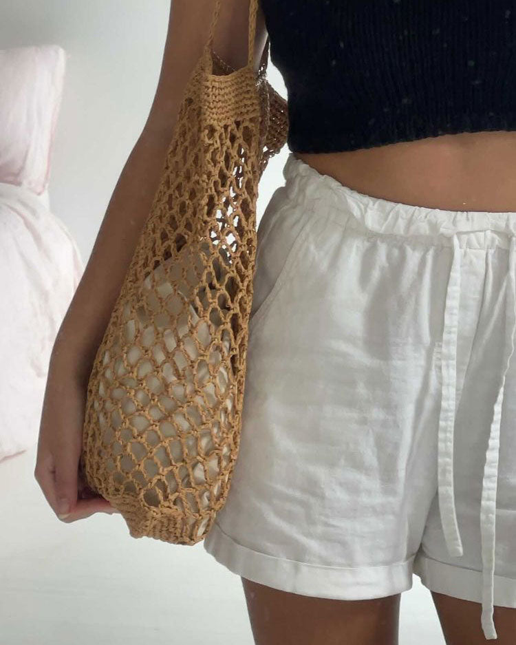 Raffia Net Bag in Tan – Plexida Knitwear