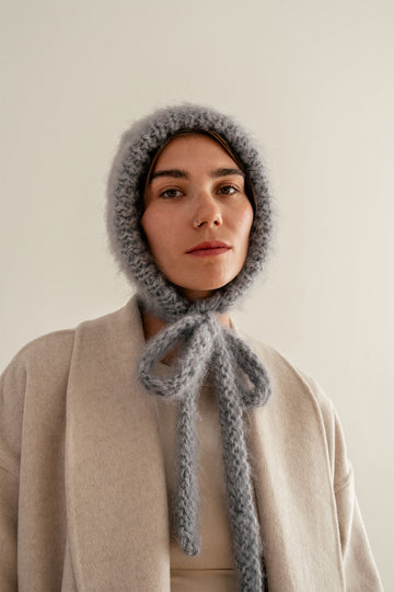 Soft brushed mohair bonnet in grey
