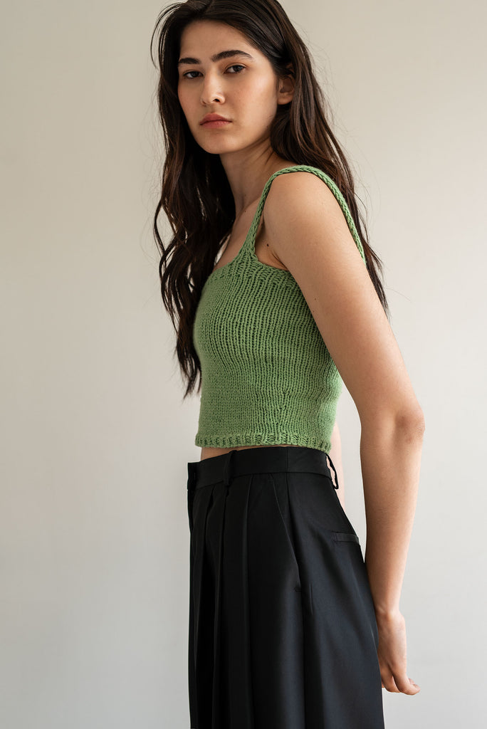The Squre Neck Cami in Olive Green