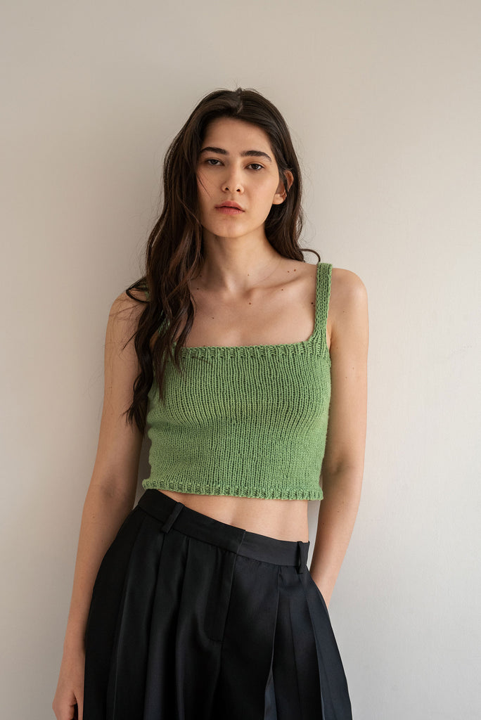 Square neck cami in Olive Green