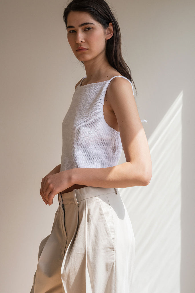 White knit cotton top