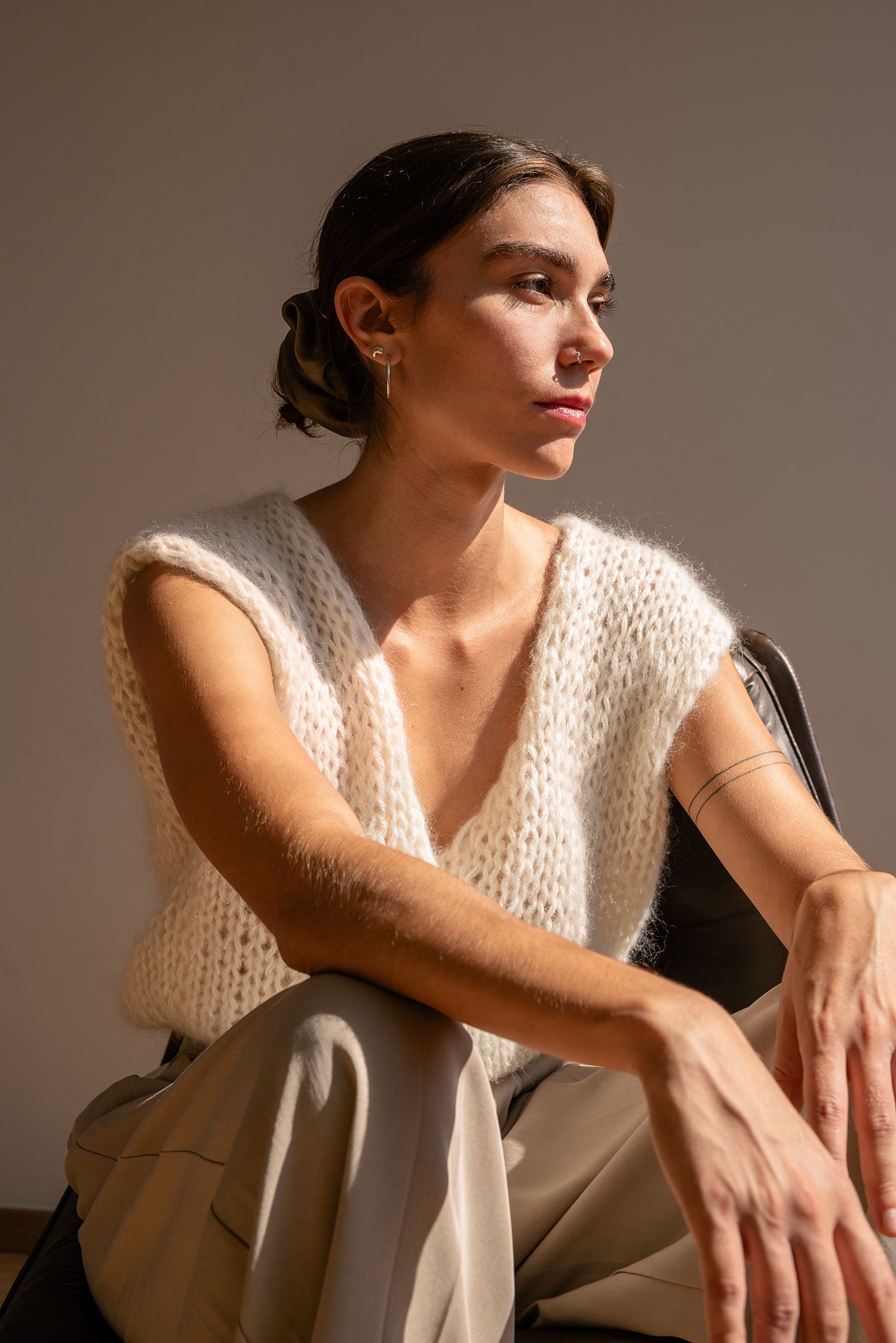 トップス monoha L'Envers | Amber Silk Mohair - Cardigan Frida Sleeveless Wrap Mohair トップス