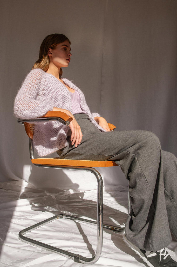 Womens knit bomber in feather