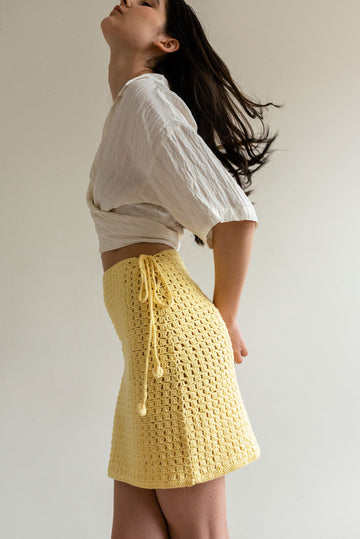 Yellow crochet summer skirt