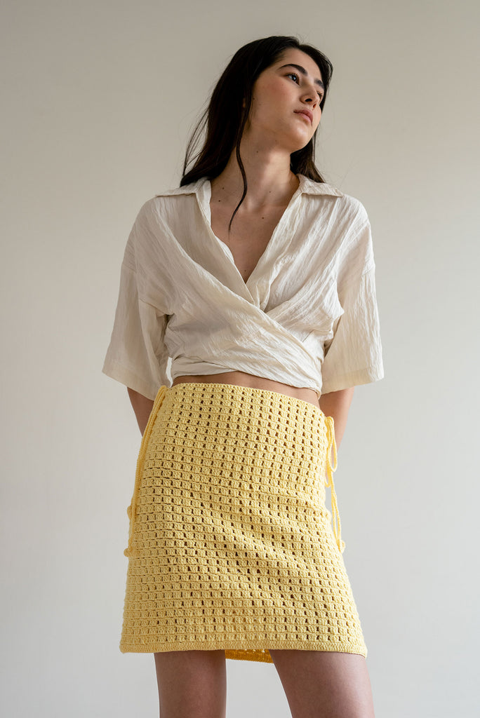 Yellow handmade cotton crochet skirt