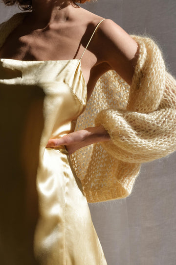 The airy mohair bomber in butter yellow