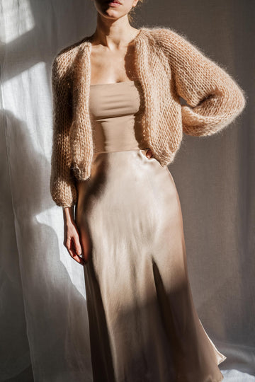 The airy mohair bomber in honey color