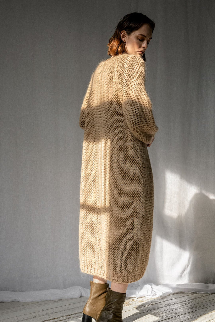 Airy Mohair Coat in Honey - Plexida Knitwear