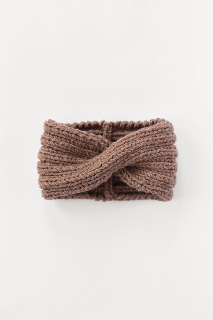 Chunky hand knit headband turban in lavender
