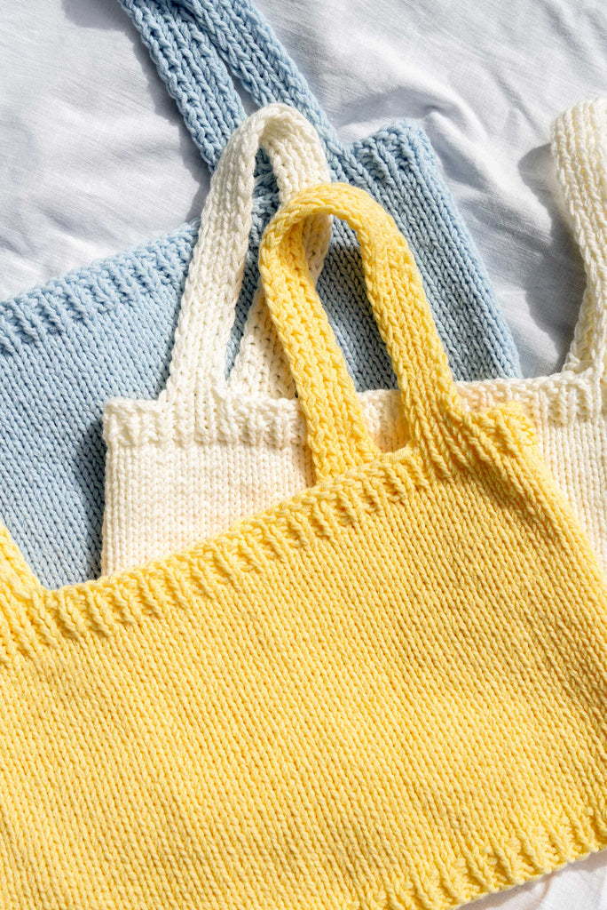 Square Neck Crop Top in Vanilla Scoop - Plexida Knitwear