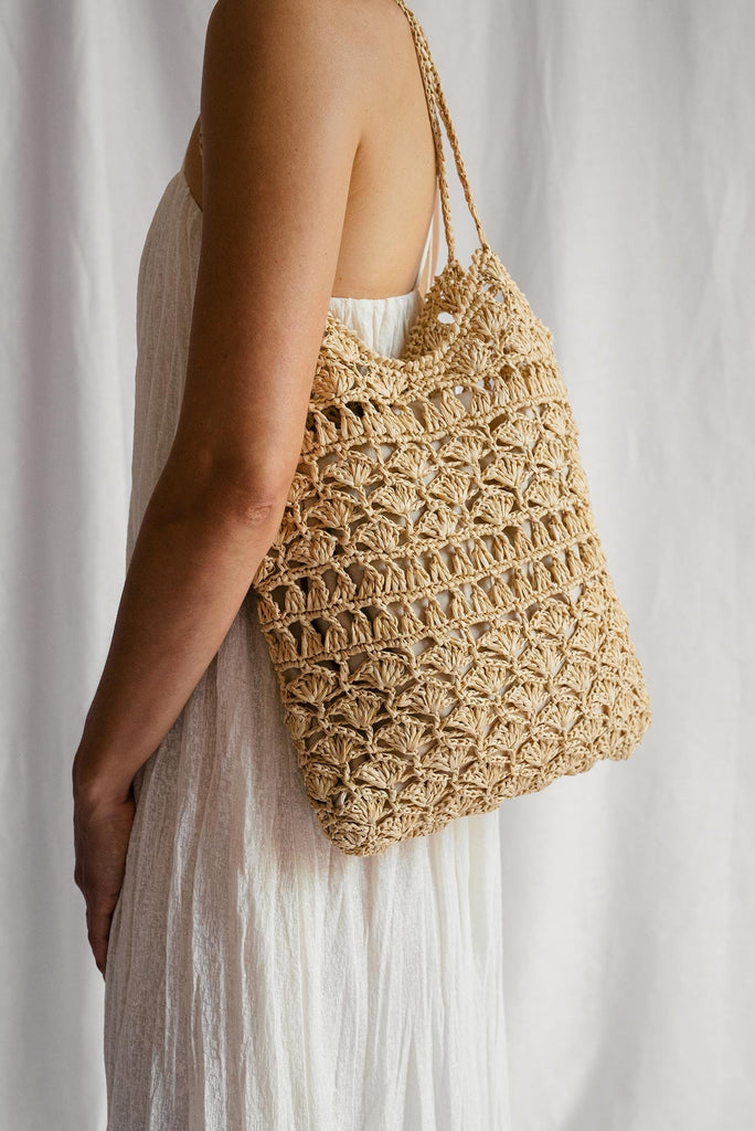 Crochet raffia bag Anemone tote