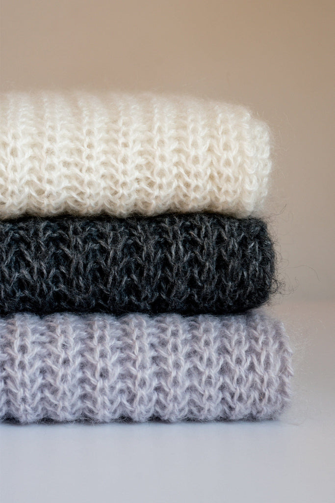 Details of the mohair wrap scarf
