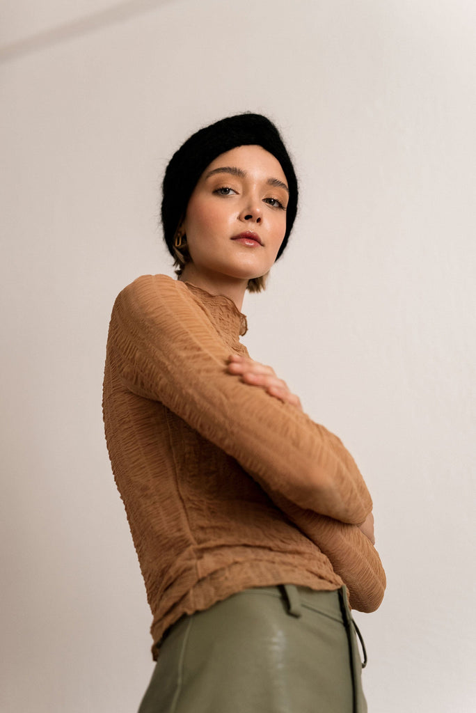 Hand knit turban in black mohair