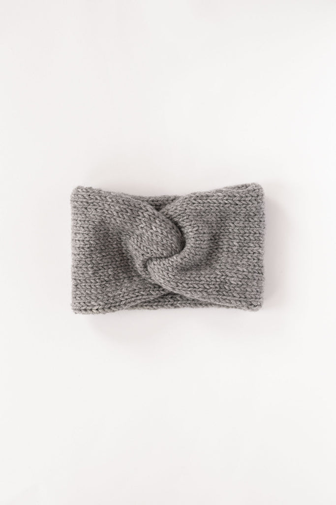 Knit wool turban in light grey