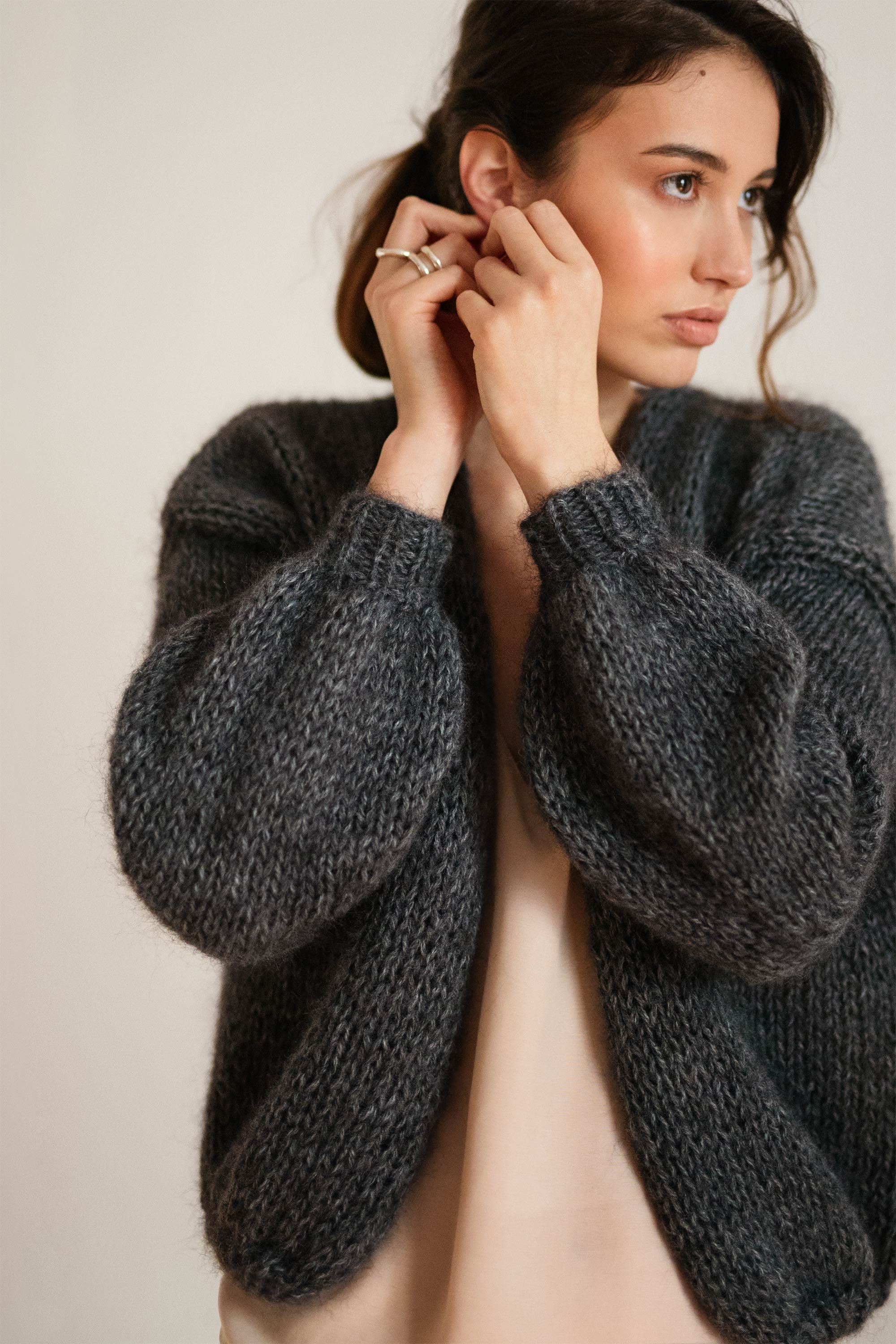 Lacozy Strickjacke Schwarz Grau Cardigan Strickjacke SHINE Rost