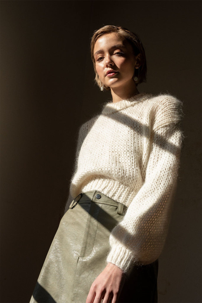 Chunky Mohair Sweater in Cloud - Plexida Knitwear