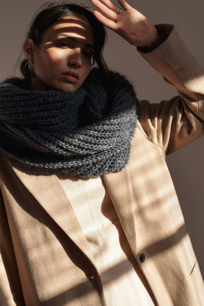 Mohair wrap scarf in pebble dark grey color