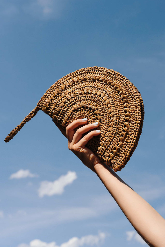Raffia clutch bag