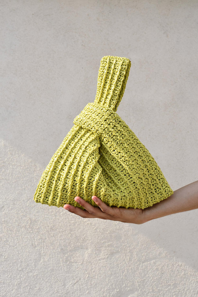 The Raffia Knot Bag in Lime