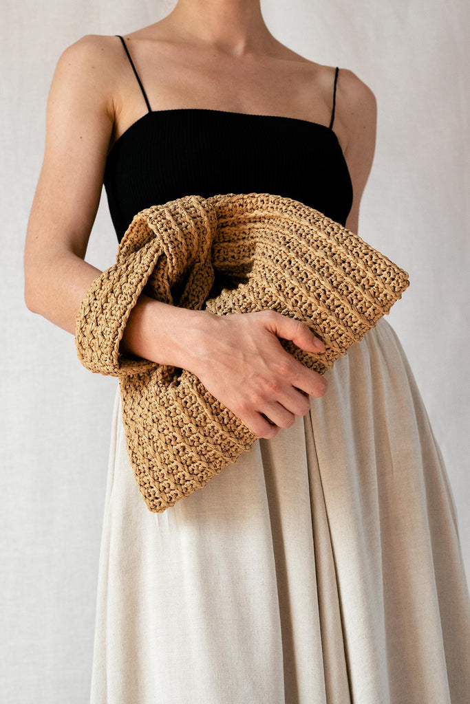 Raffia knot bag in tan